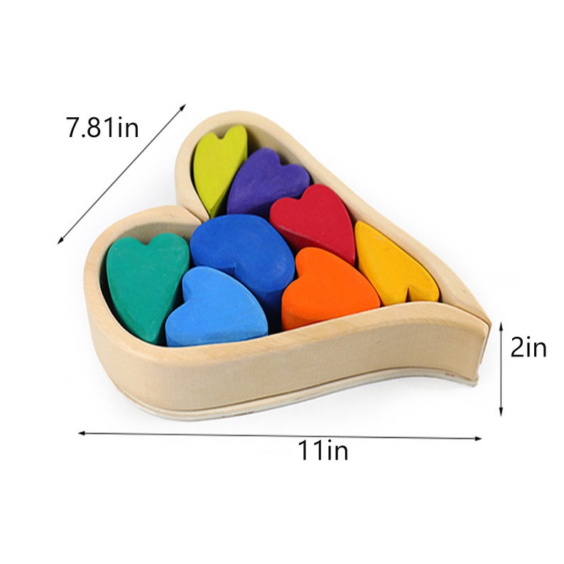 10-Piece Stained Rainbow Heart Stacking Puzzle by Green Elephant Home and Toys – alternate view 3