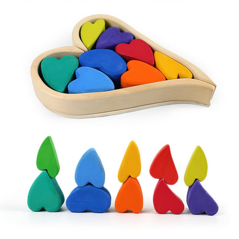 10-Piece Stained Rainbow Heart Stacking Puzzle by Green Elephant Home and Toys – alternate view 8