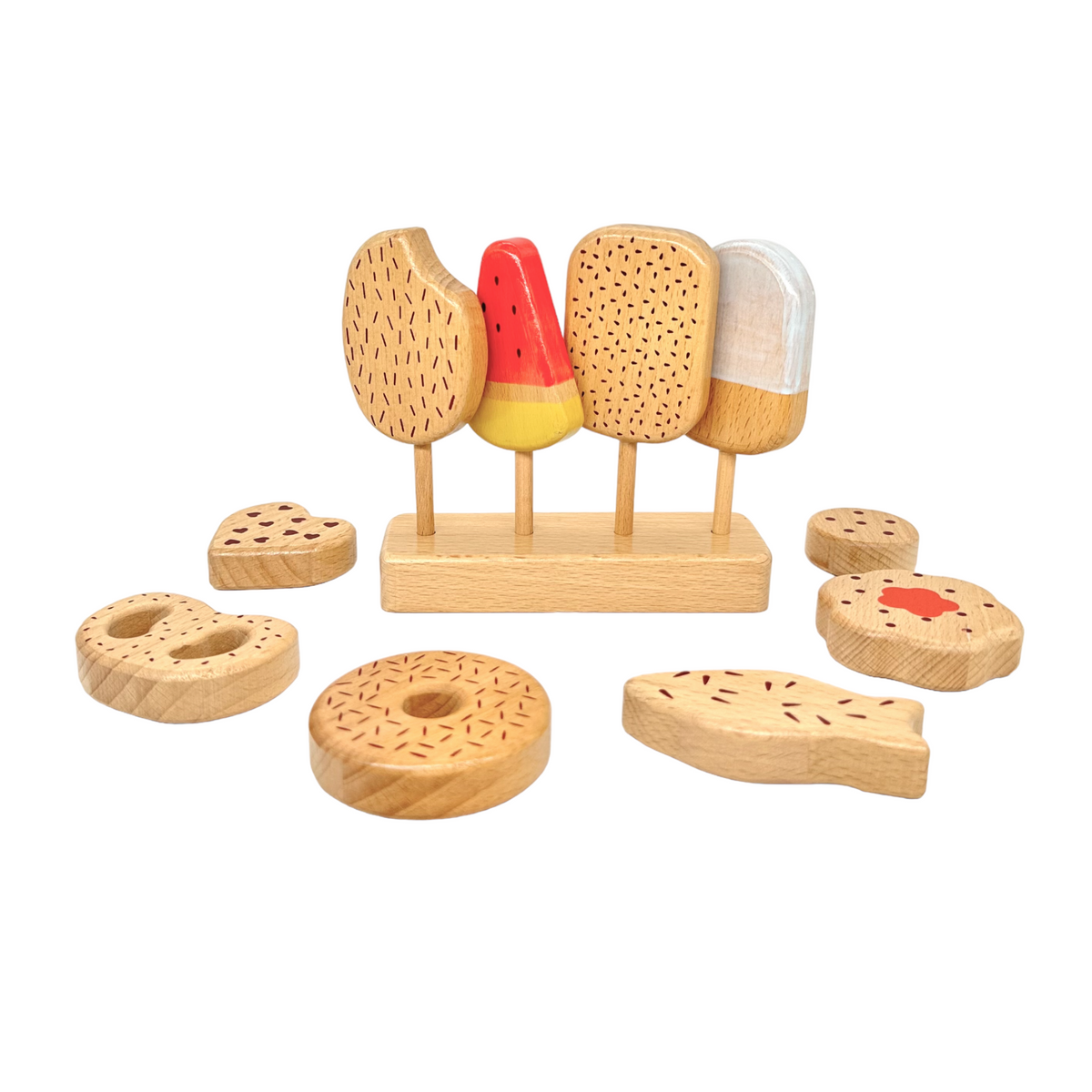 10-Piece Wooden Popsicle & Pastry Pretend Play Set – product image 1