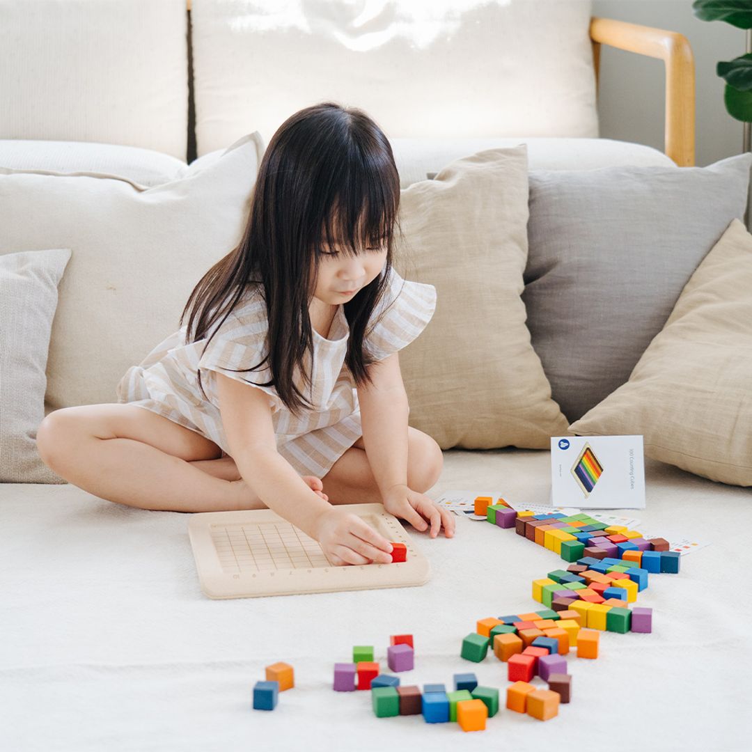 PlanToys Unit Plus Wooden Counting Cubes, 100 Pieces