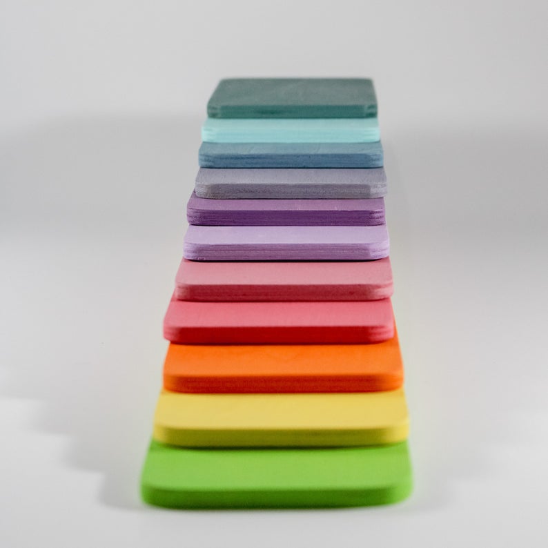 Green Elephant 11-Piece Pastel Wooden Building Boards – product view