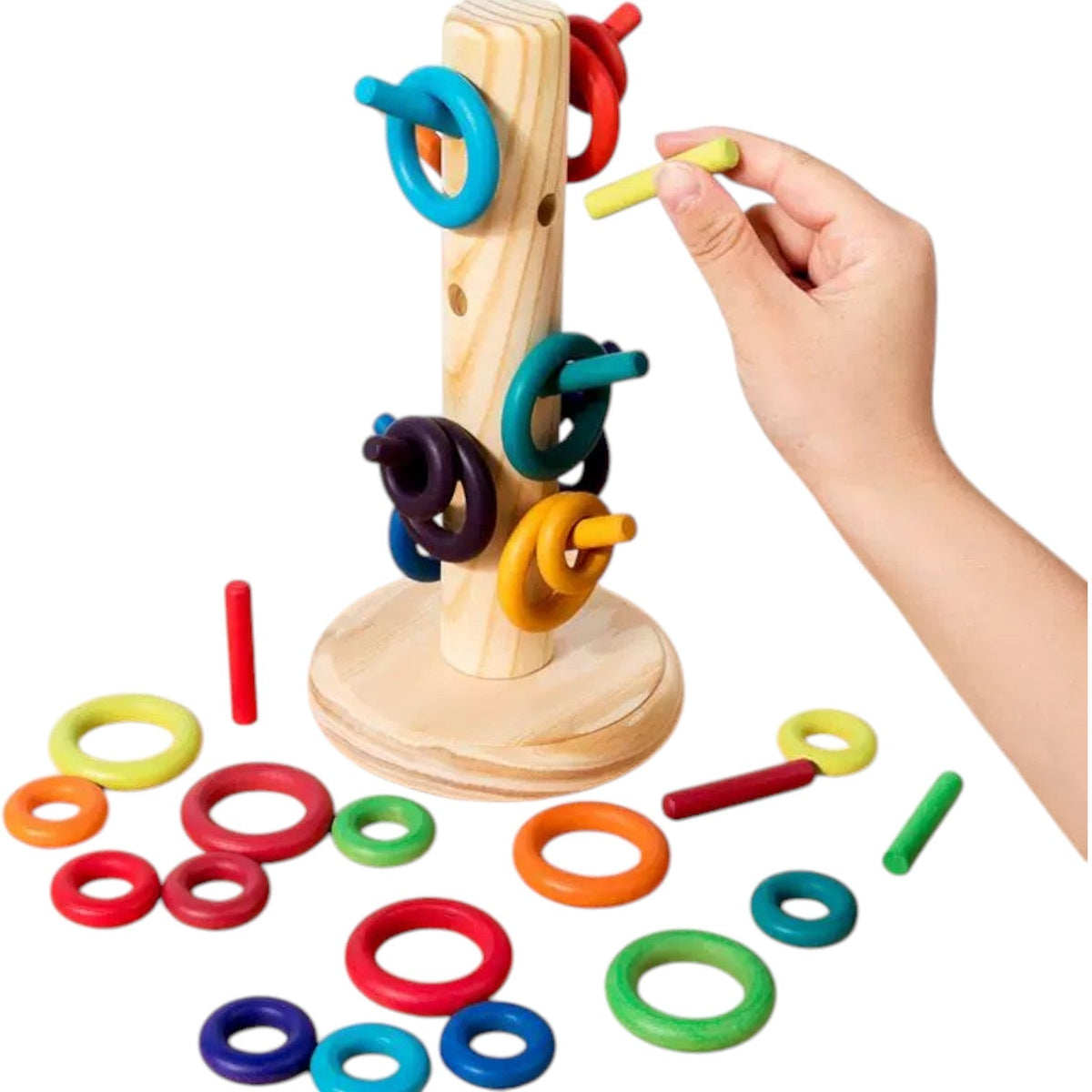 12-Dowel Sorting Tree with 24 Wooden Rings – additional product view