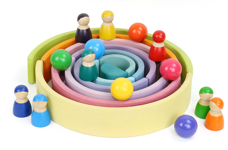 Green Elephant 12-Piece Pastel Wooden Rainbow Stacker – product view