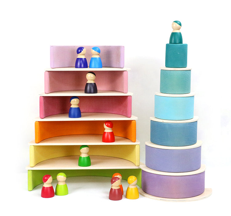 Green Elephant 12-Piece Pastel Wooden Rainbow Stacker – product view