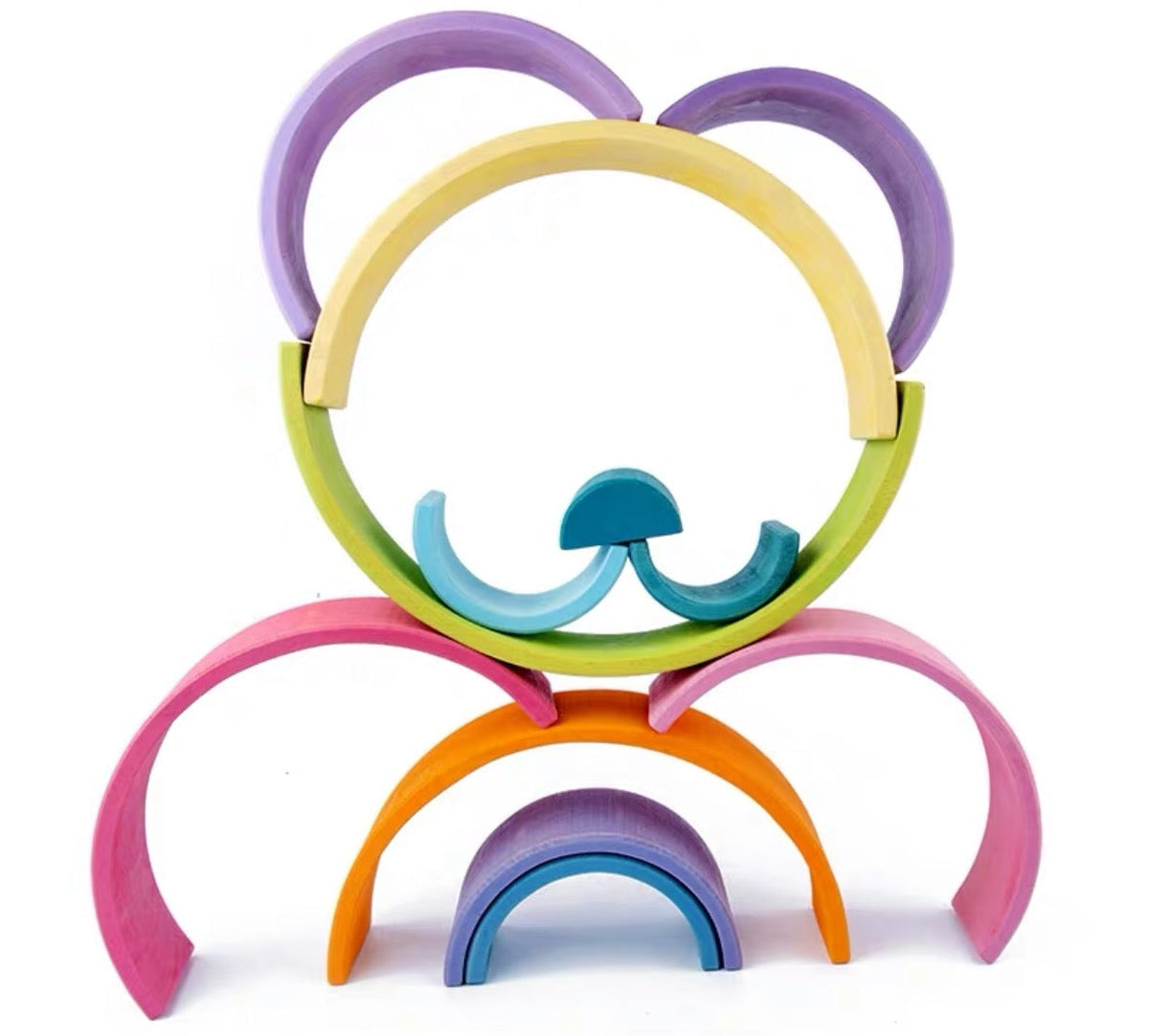Green Elephant 12-Piece Pastel Wooden Rainbow Stacker – product view