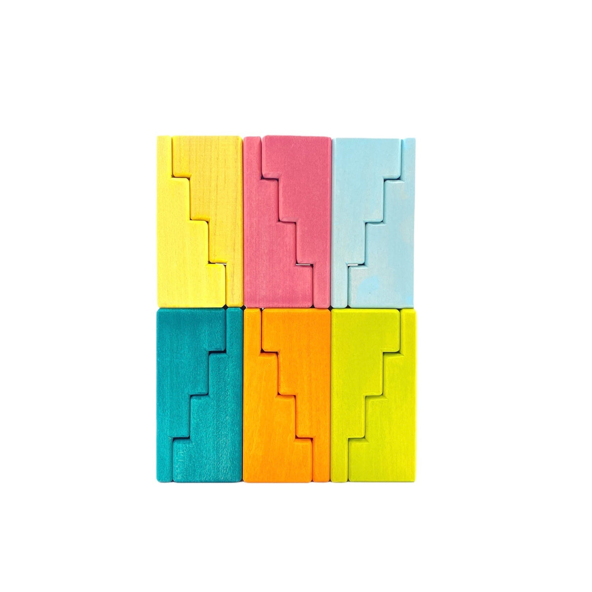 12-Piece Stained Pastel Stepped Roof Block Set by Green Elephant Home and Toys – alternate view 3