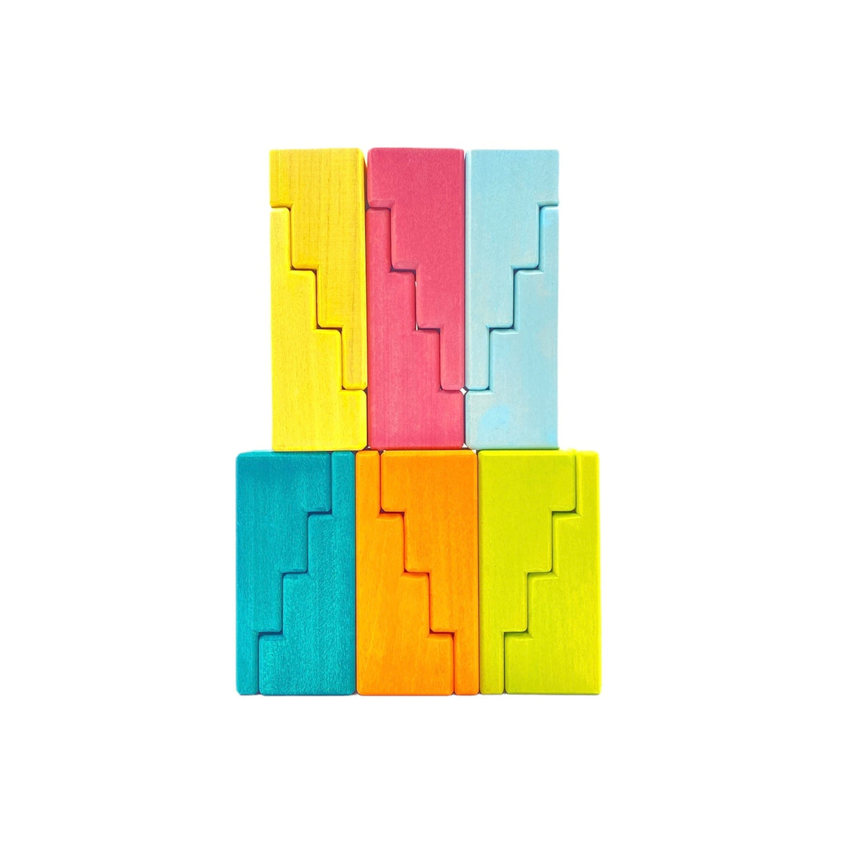 12-Piece Stained Pastel Stepped Roof Block Set by Green Elephant Home and Toys – alternate view 4