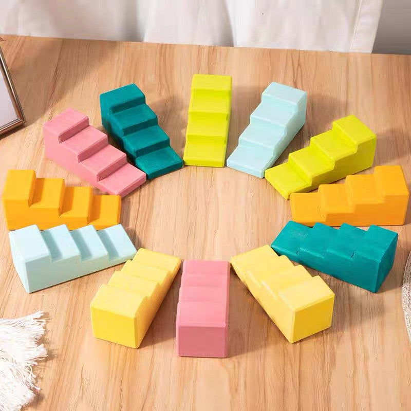 12-Piece Stained Pastel Stepped Roof Block Set by Green Elephant Home and Toys – alternate view 8