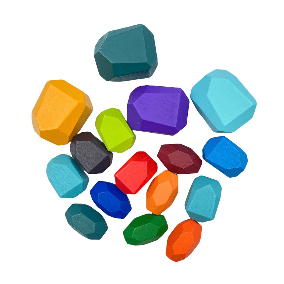 Green Elephant 16-Piece Primary Wooden Balancing Stones – product view