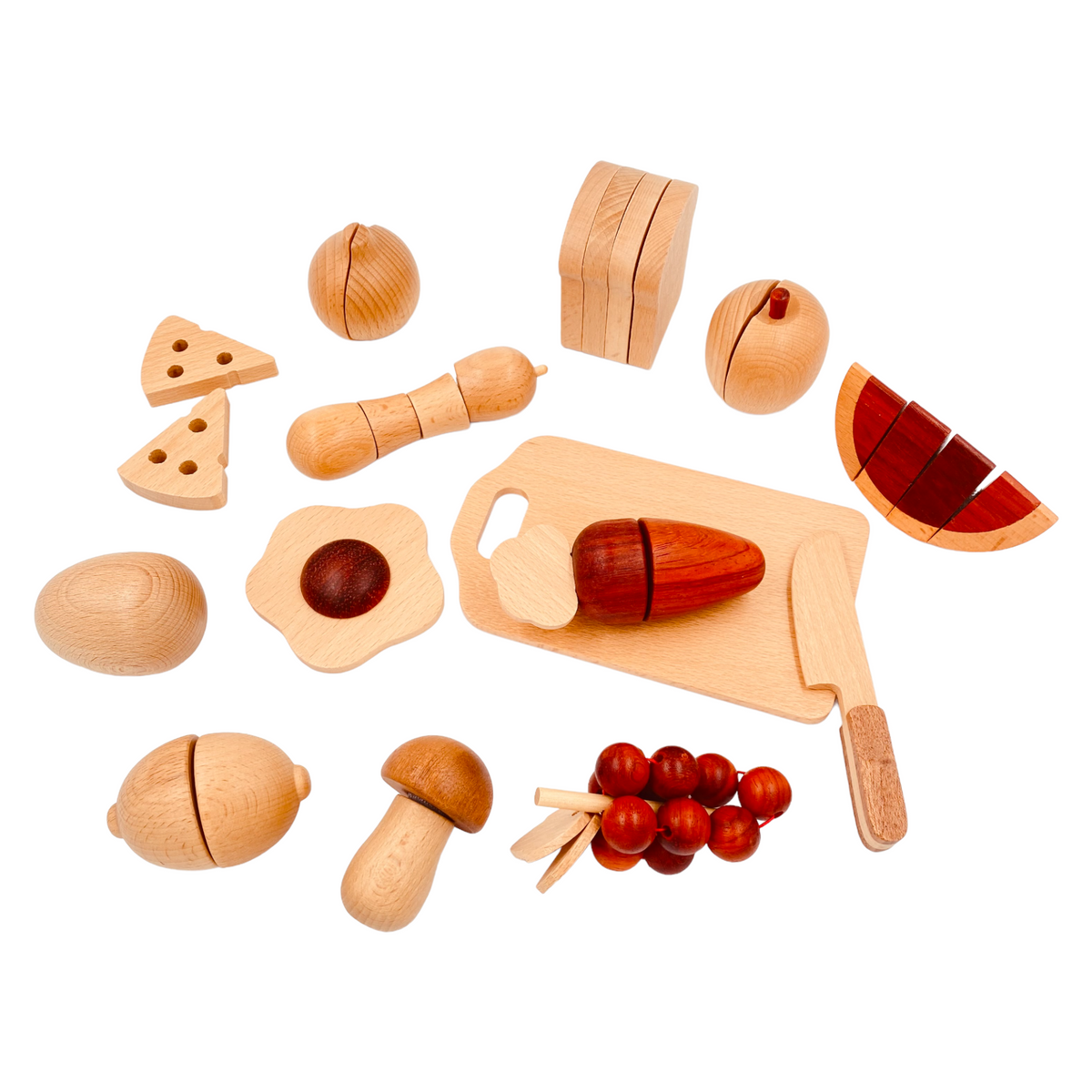 30-Piece Wooden Fruit & Vegetable Cutting Playset by Green Elephant Home and Toys