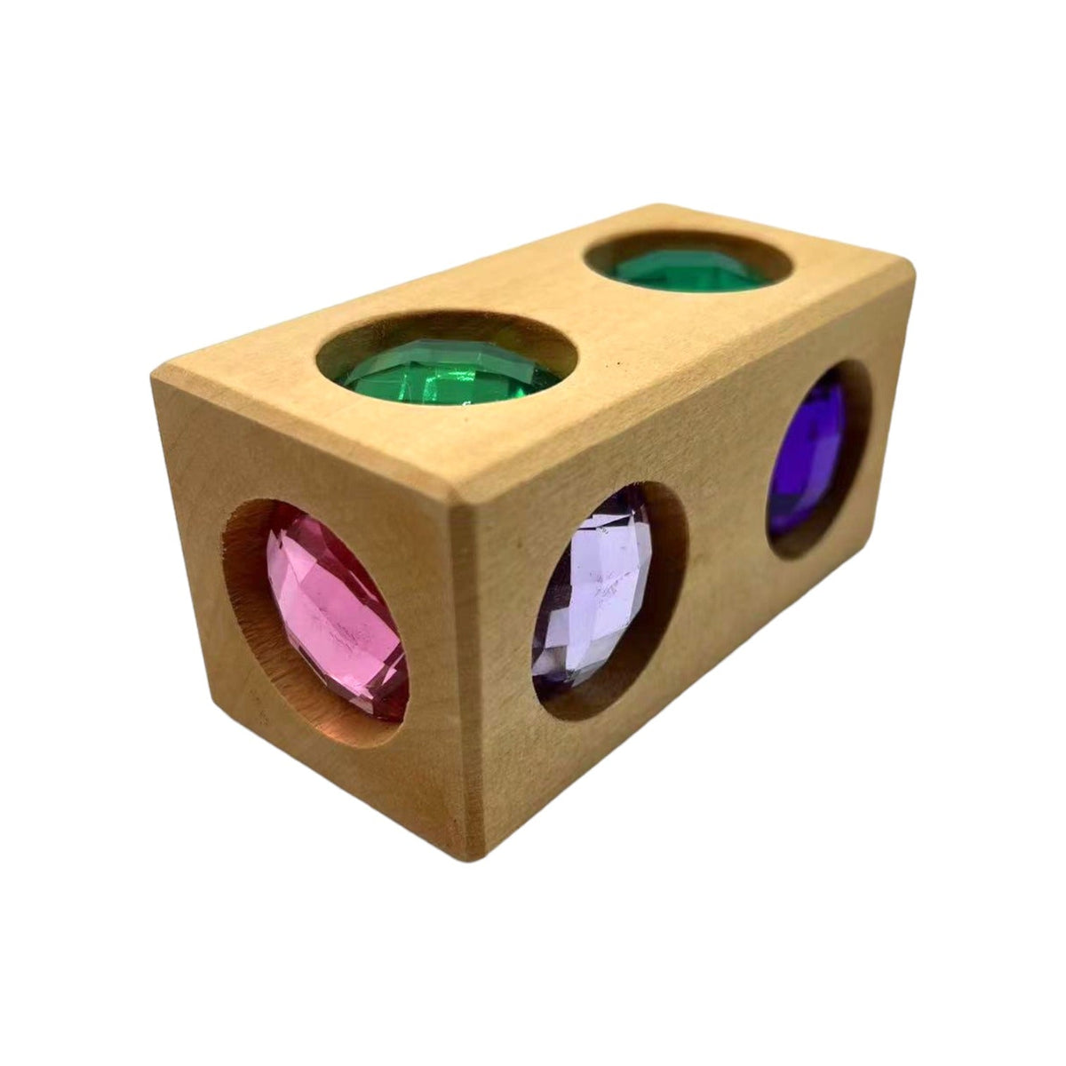 Basswood cuboid gem block with multicolored faces