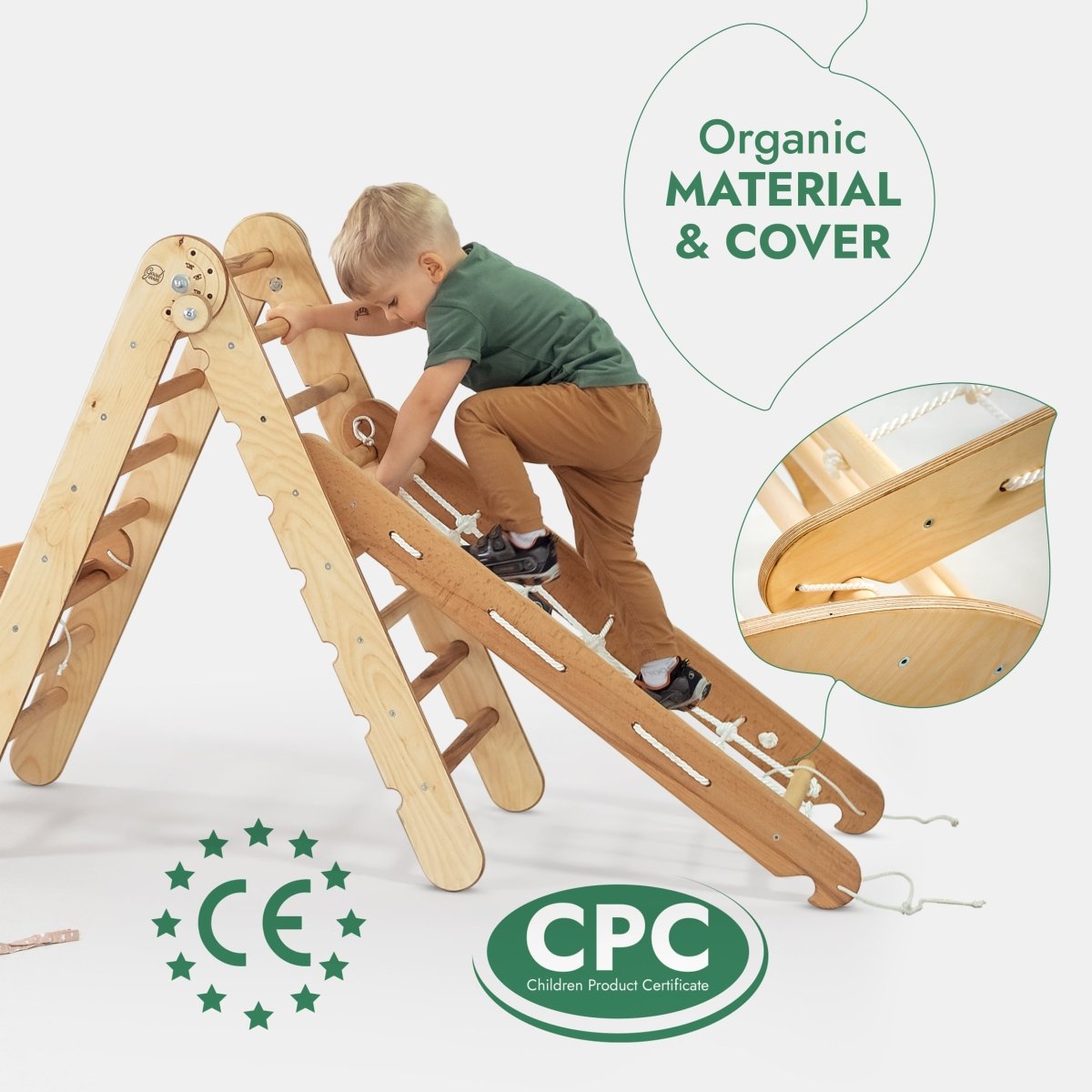 5in1 Montessori Climbing Set: Triangle Ladder + Arch/Rocker + Slide Board/Ramp + Netting rope + Cushion - The Baby Penguin