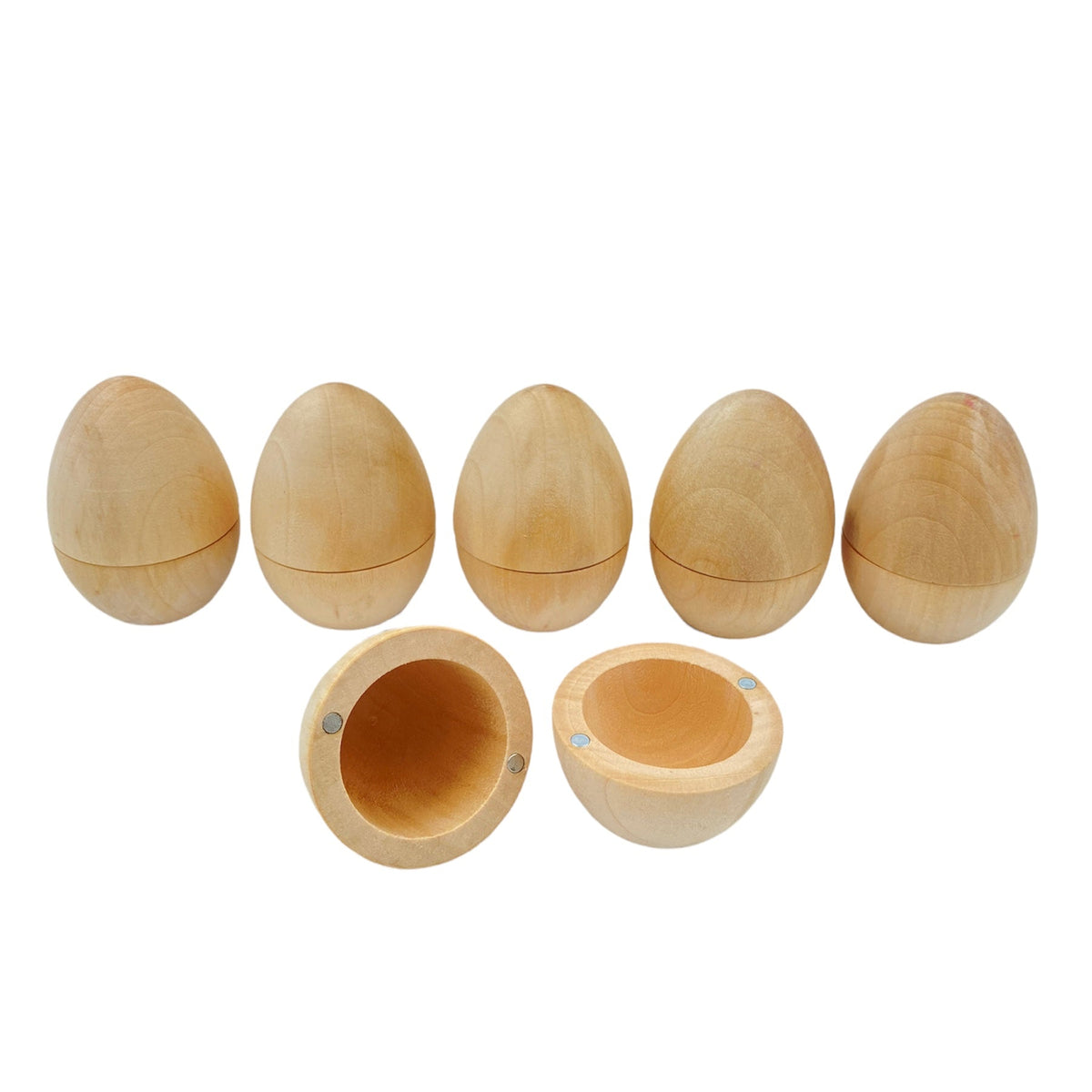 6-Piece Magnetic Natural Wooden Egg Set – product image 1