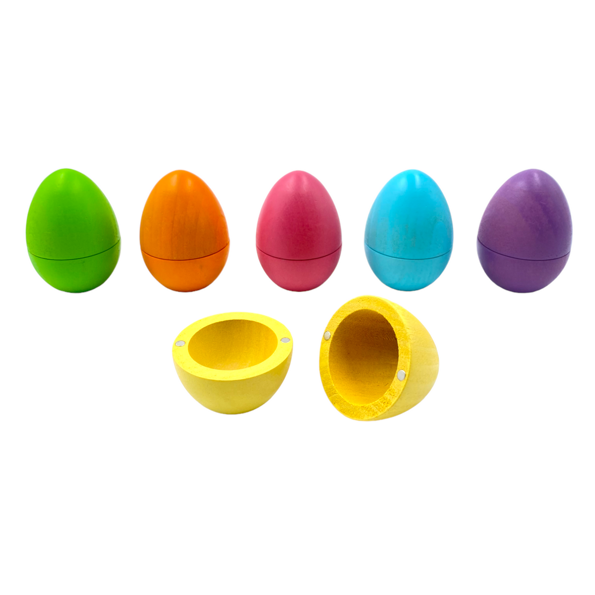 6-Piece Stained Pastel Magnetic Wooden Egg Set by Green Elephant Home and Toys