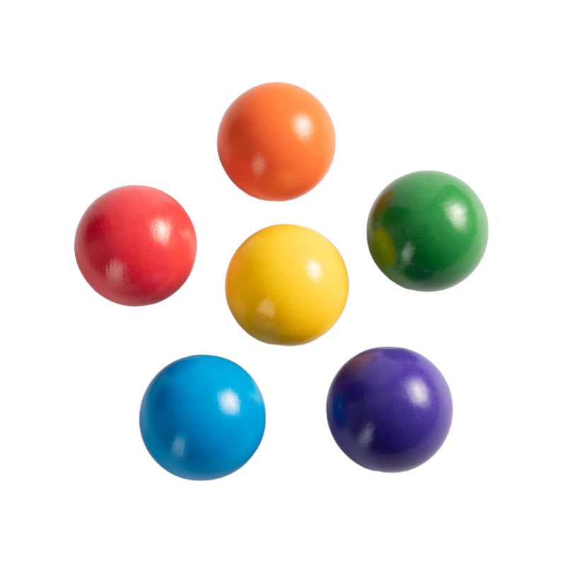 Green Elephant 6-Piece Rainbow Wooden Balls – 1.8-Inch – product view