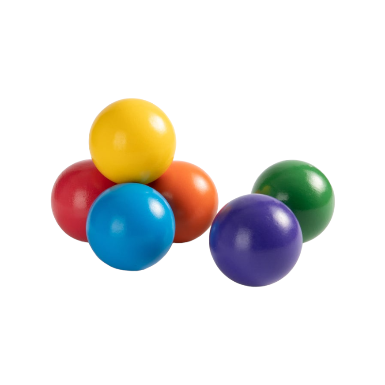 Green Elephant 6-Piece Rainbow Wooden Balls – 1.8-Inch – product view