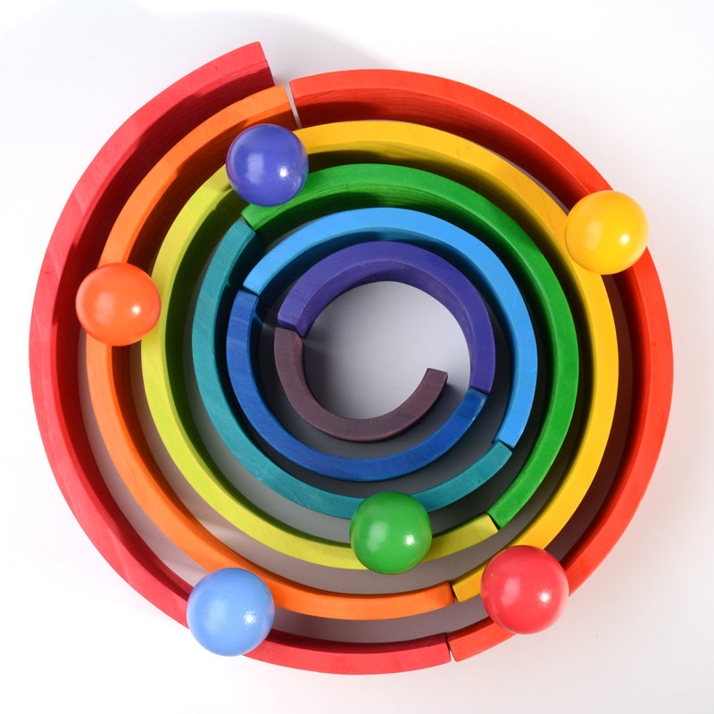 Green Elephant 6-Piece Rainbow Wooden Balls – 1.8-Inch – product view