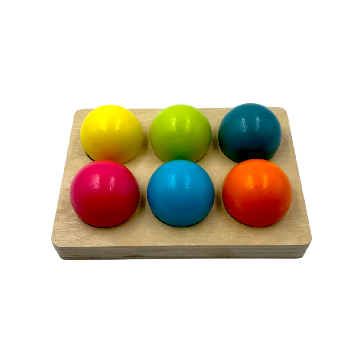 6-piece pastel wooden ball sorting set with tray