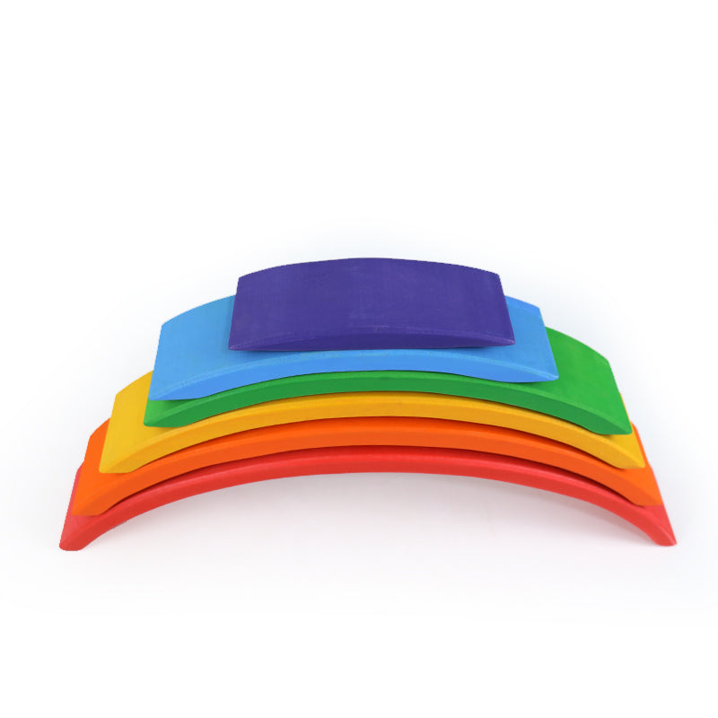 Green Elephant 6-Piece Primary Wooden Rainbow Bridge Set – product view