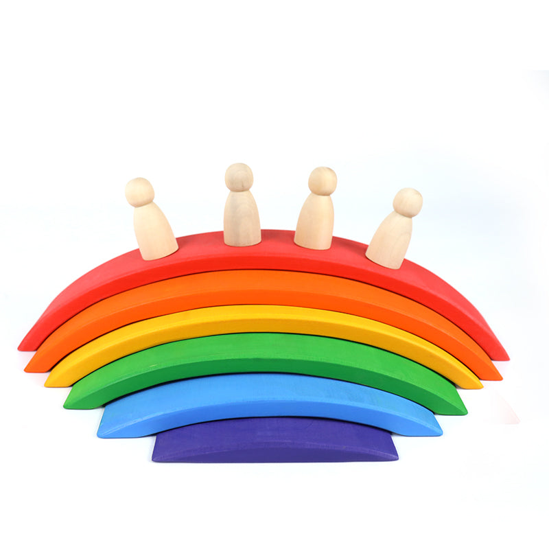 Green Elephant 6-Piece Primary Wooden Rainbow Bridge Set – product view