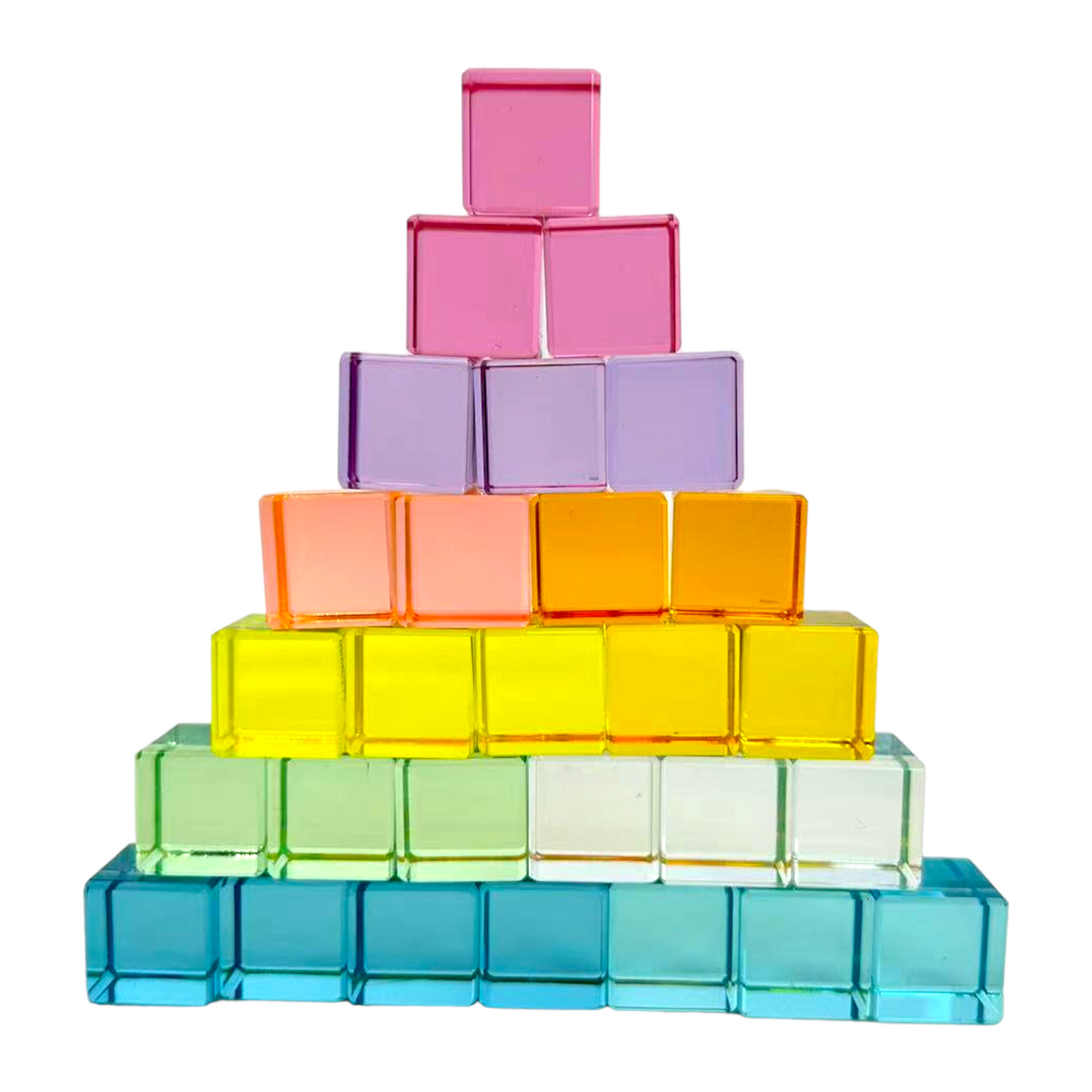 60-Piece Crystal-Clear Lucite Cube Set with Wooden Tray by Green Elephant Home and Toys – alternate view 6