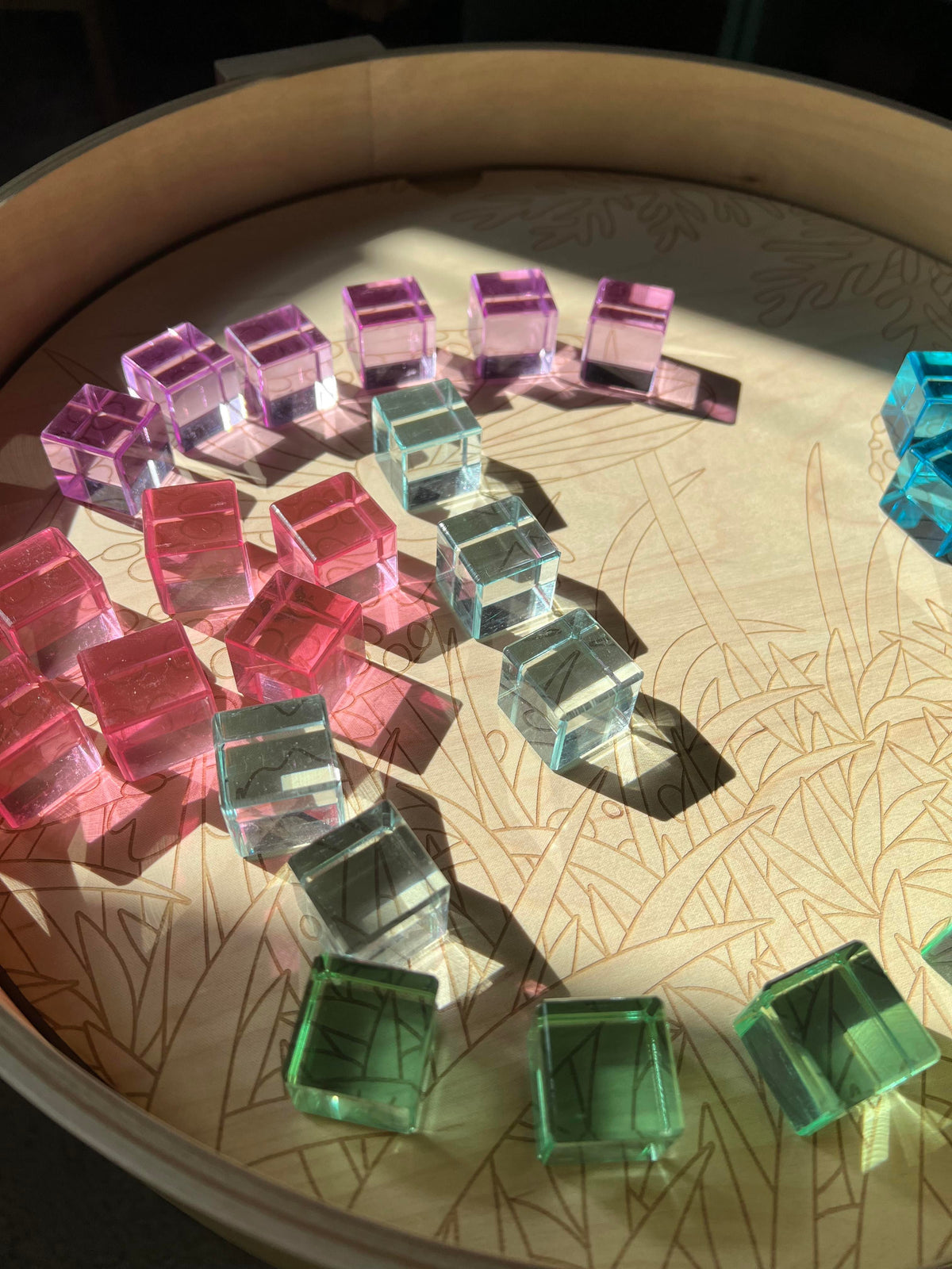 60-Piece Crystal-Clear Lucite Cube Set with Wooden Tray by Green Elephant Home and Toys – alternate view 10