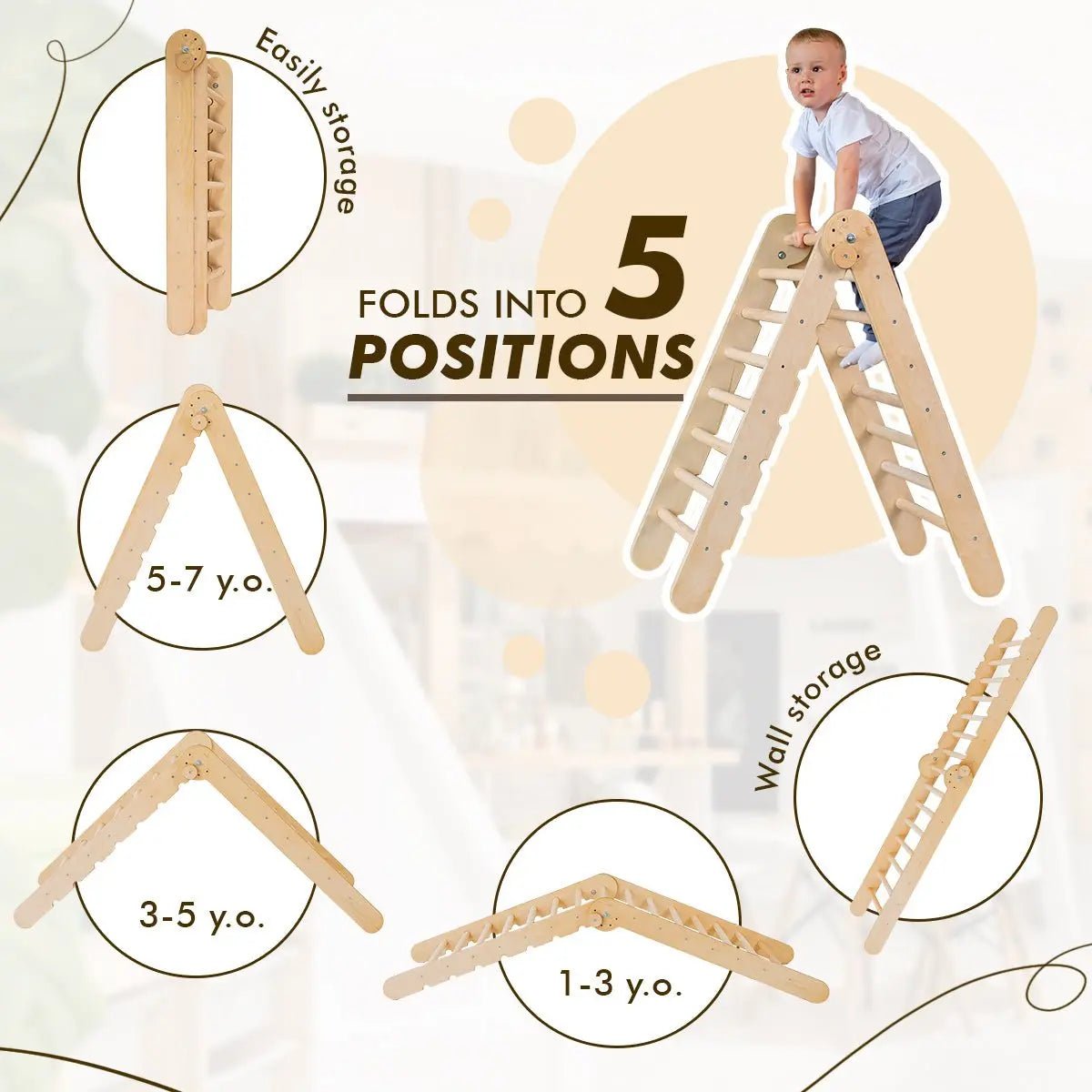 6in1 Montessori Climbing Set: Triangle Ladder + Arch/Rocker + Slide/Ramp + Net + Cushion + Art Addition - The Baby Penguin