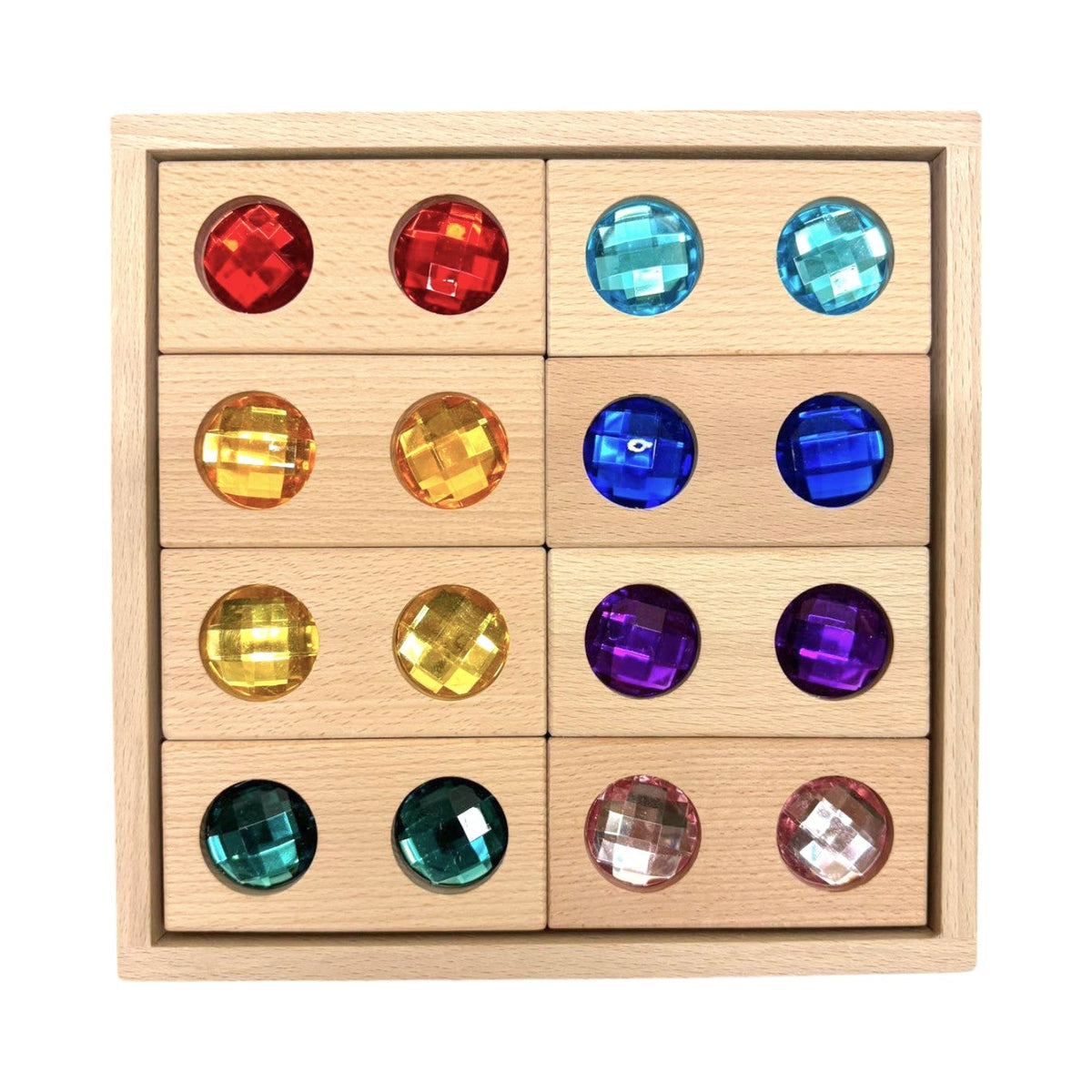 8-piece gemmed beechwood block set with storage tray