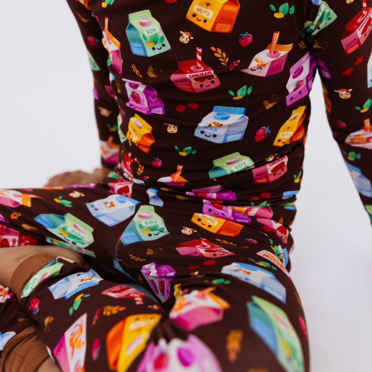 Close-up of the pants on Bam & Stitch All the Milks! Long Sleeve Pajamas.