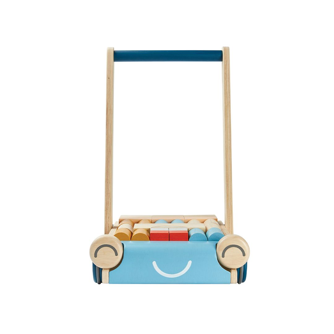 PlanToys Wooden Baby Push Walker with Blocks – Orchard