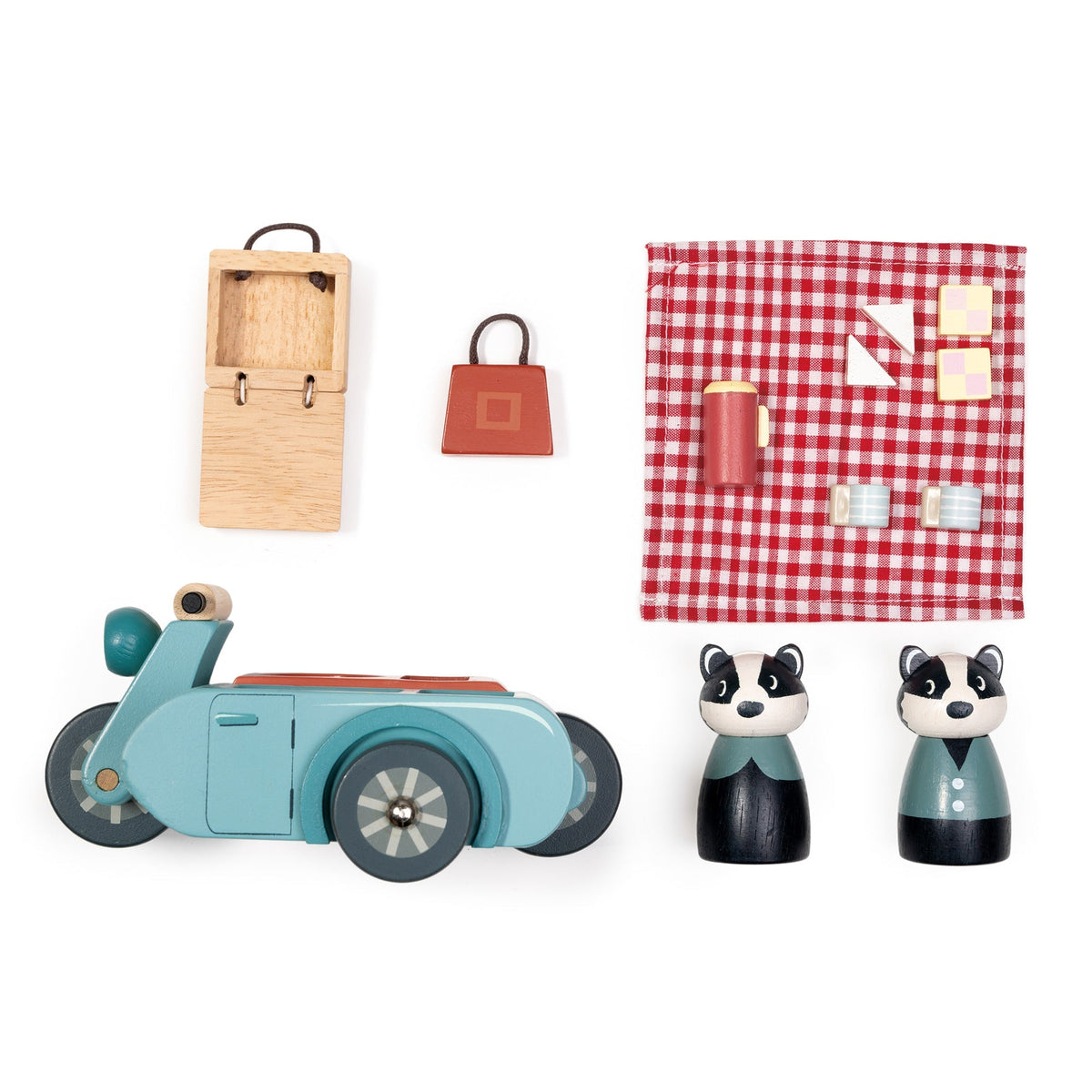 Tender Leaf Badger Picnic Wooden Motorbike Play Set