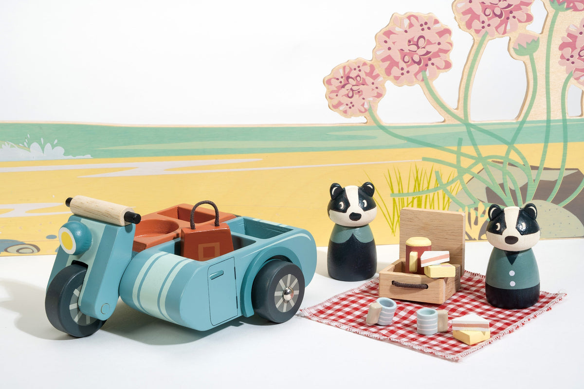 Tender Leaf Badger Picnic Wooden Motorbike Play Set
