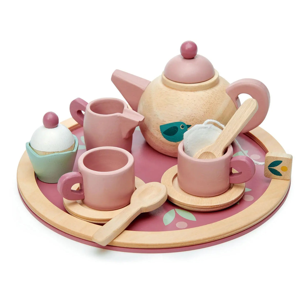 Tender Leaf Birdie Wooden Tea Set with Tray