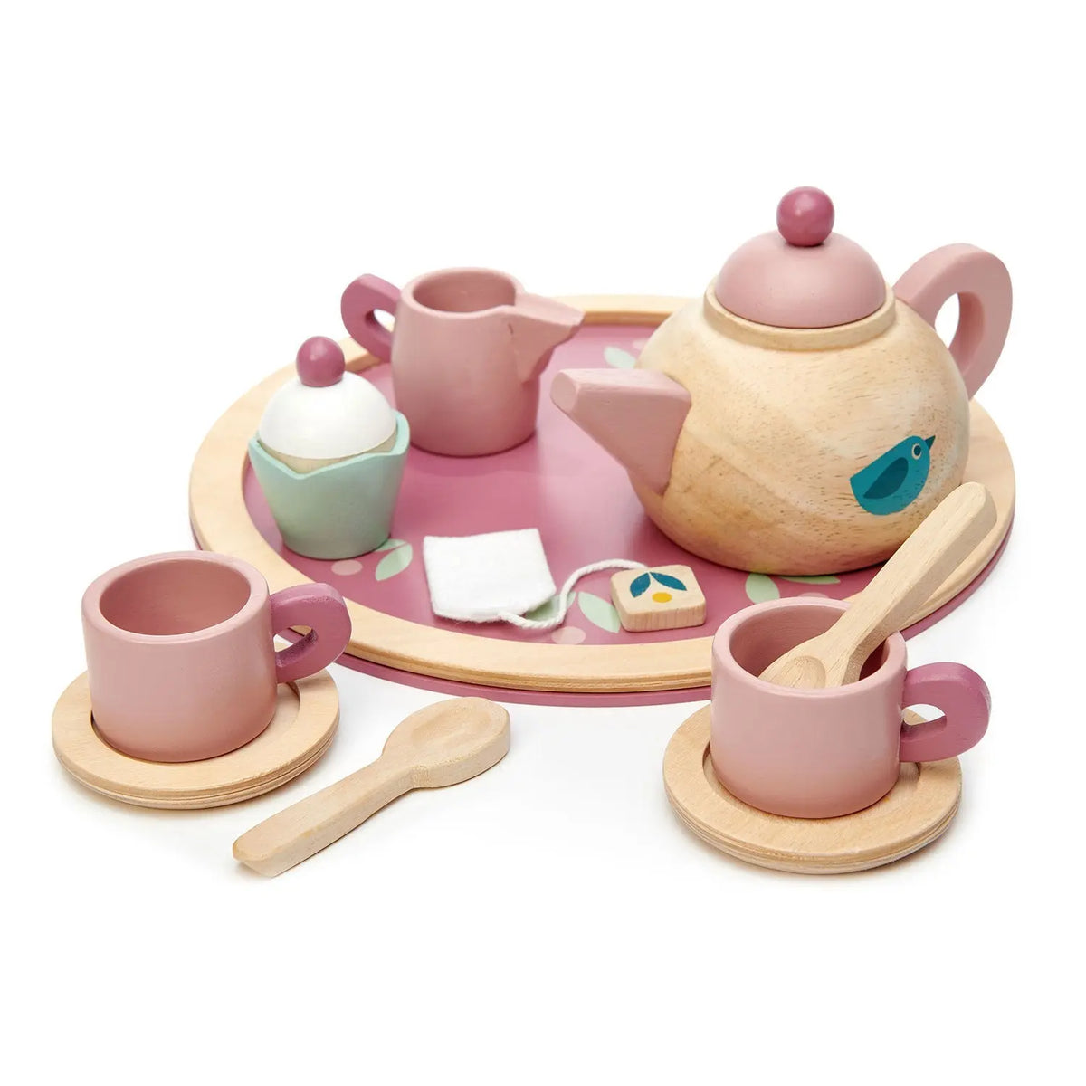 Tender Leaf Birdie Wooden Tea Set with Tray