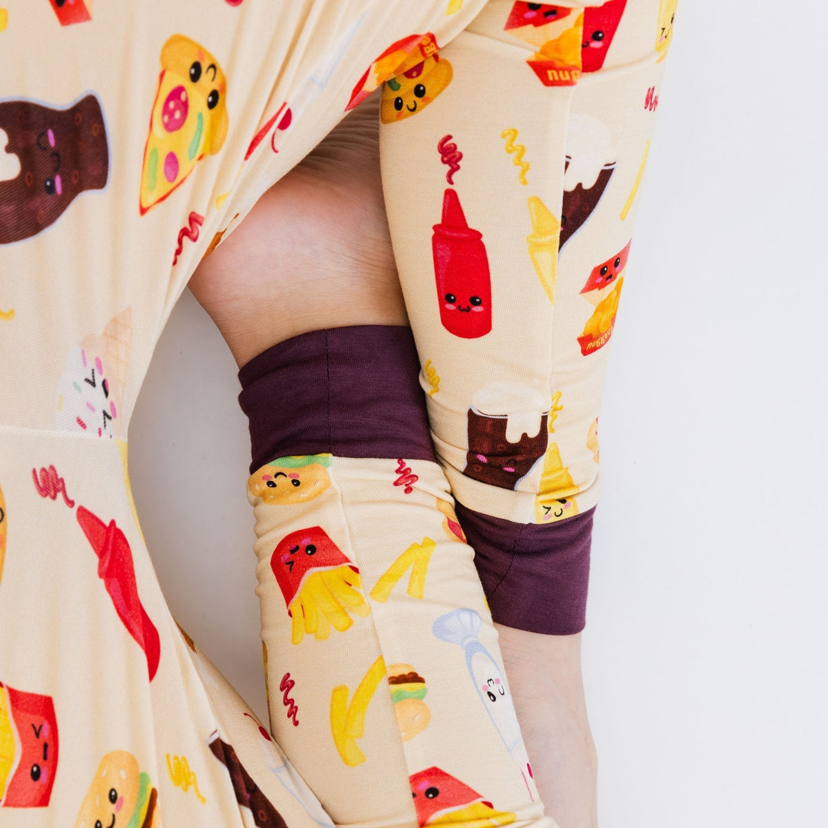 Close-up of the sleeve and cuff on Bam & Stitch Blissful Bites Long Sleeve Pajamas.