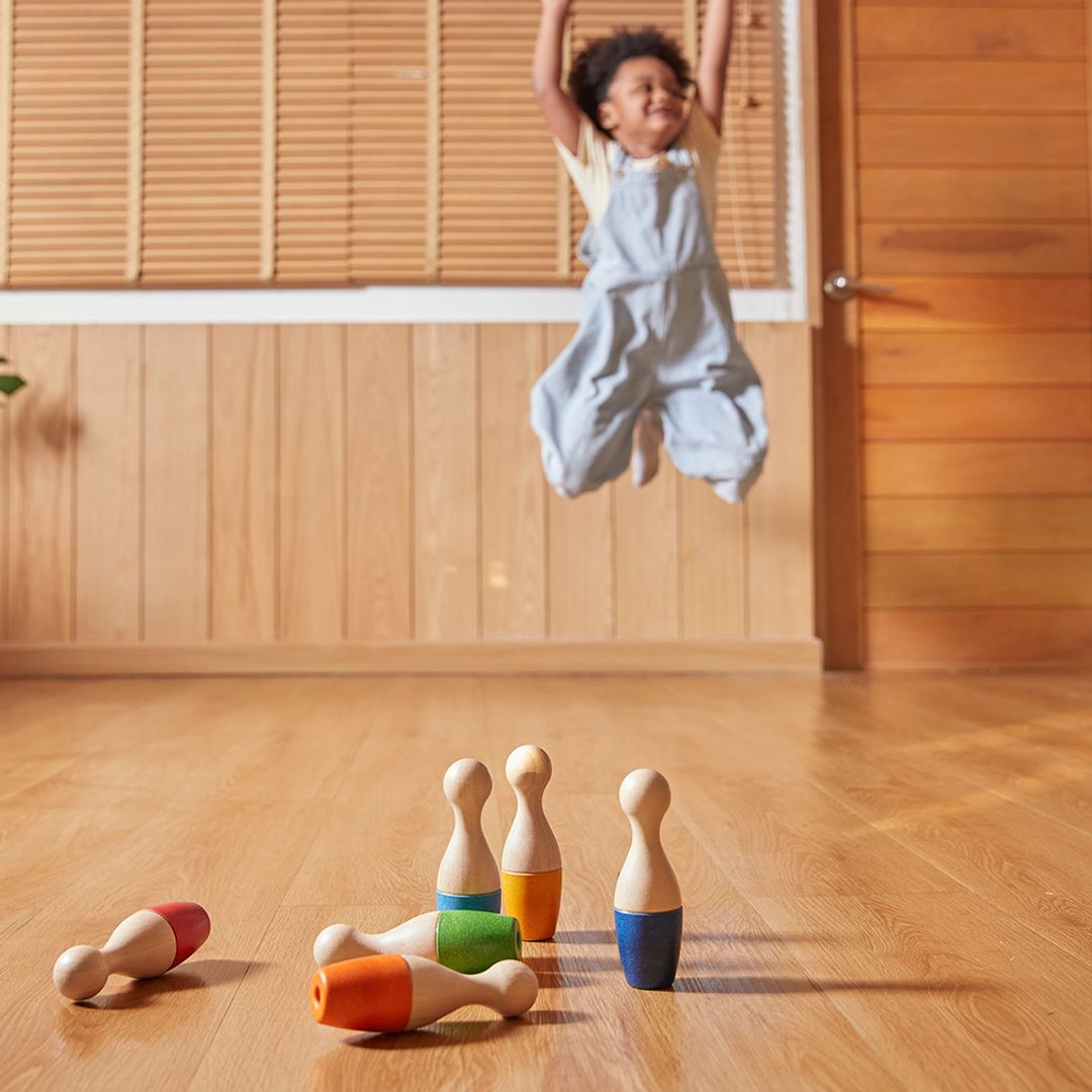 PlanToys Wooden Bowling Set with 6 Pins
