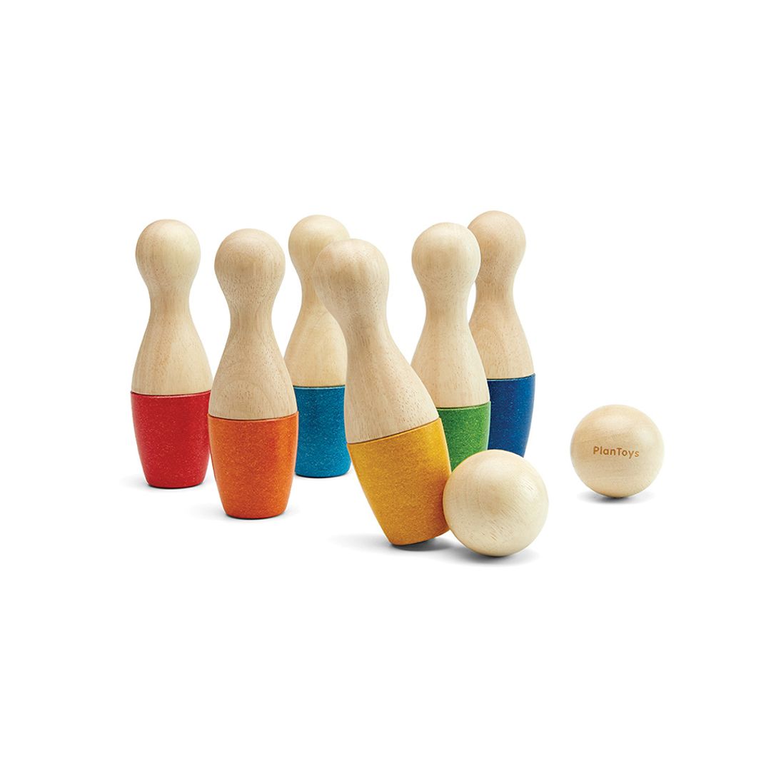PlanToys Wooden Bowling Set with 6 Pins