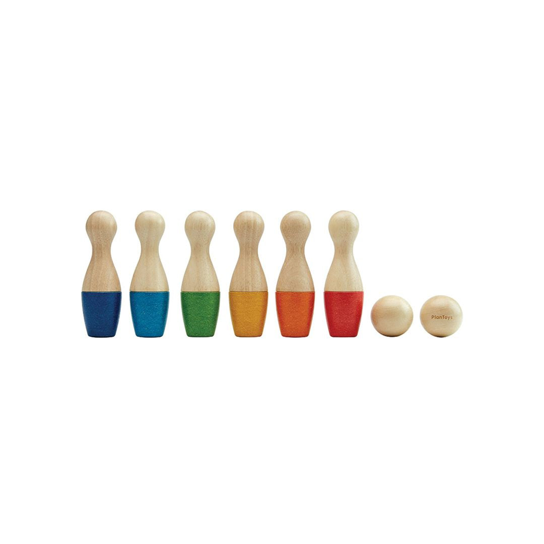 PlanToys Wooden Bowling Set with 6 Pins