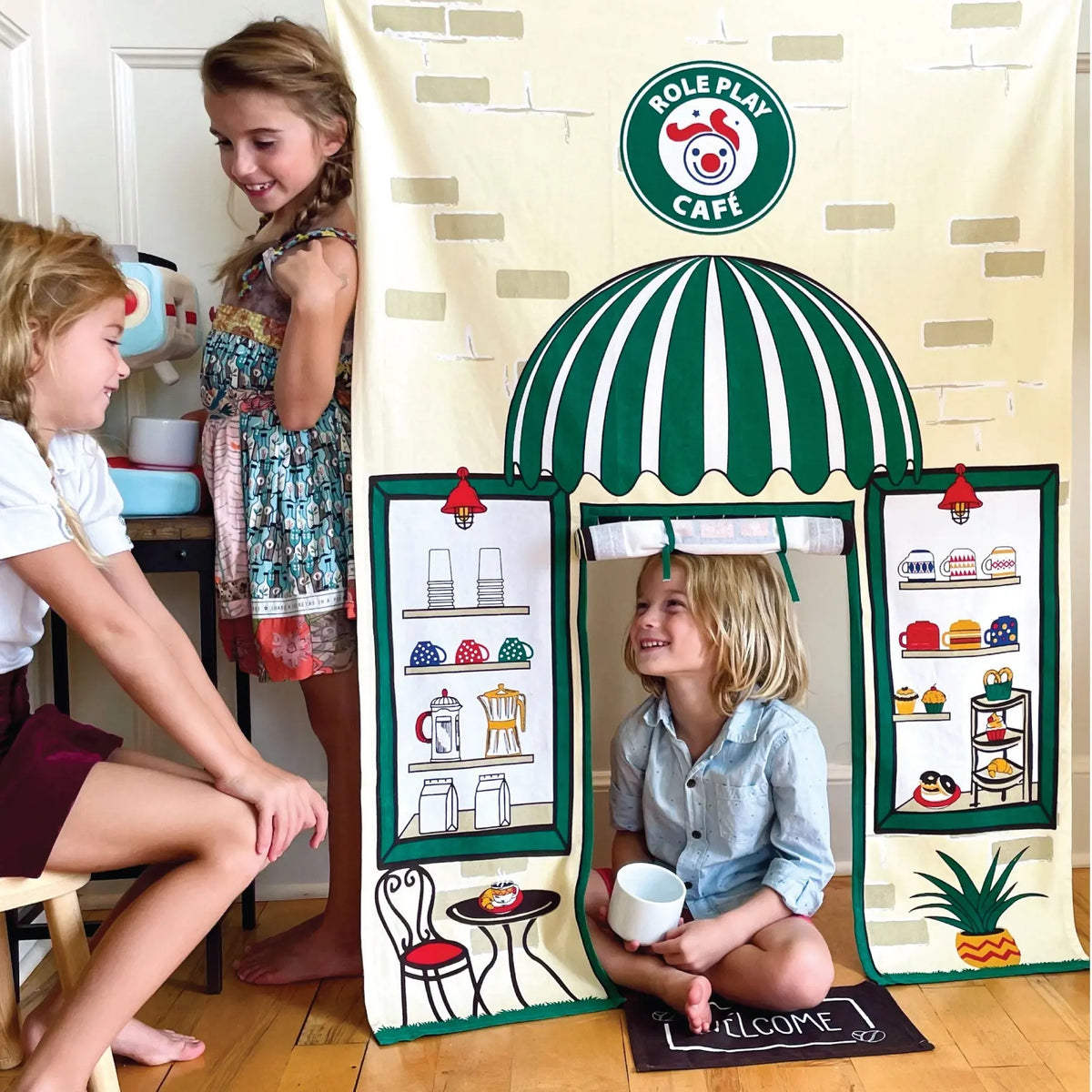 Café Doorway Storefront with Coffee making machine | Doorway play space | The Baby Penguin