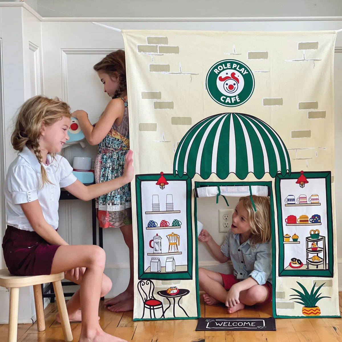Café Doorway Storefront with Coffee making machine | Doorway play space | The Baby Penguin