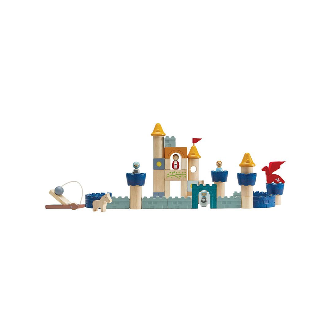 PlanToys Wooden Castle Blocks – Orchard, 47 Pieces