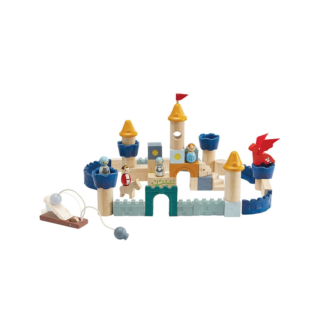 PlanToys Wooden Castle Blocks – Orchard, 47 Pieces