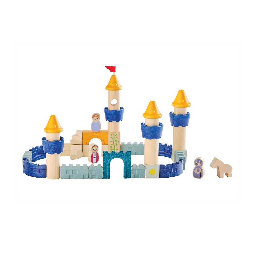 PlanToys Wooden Castle Blocks Set, 40 Pieces