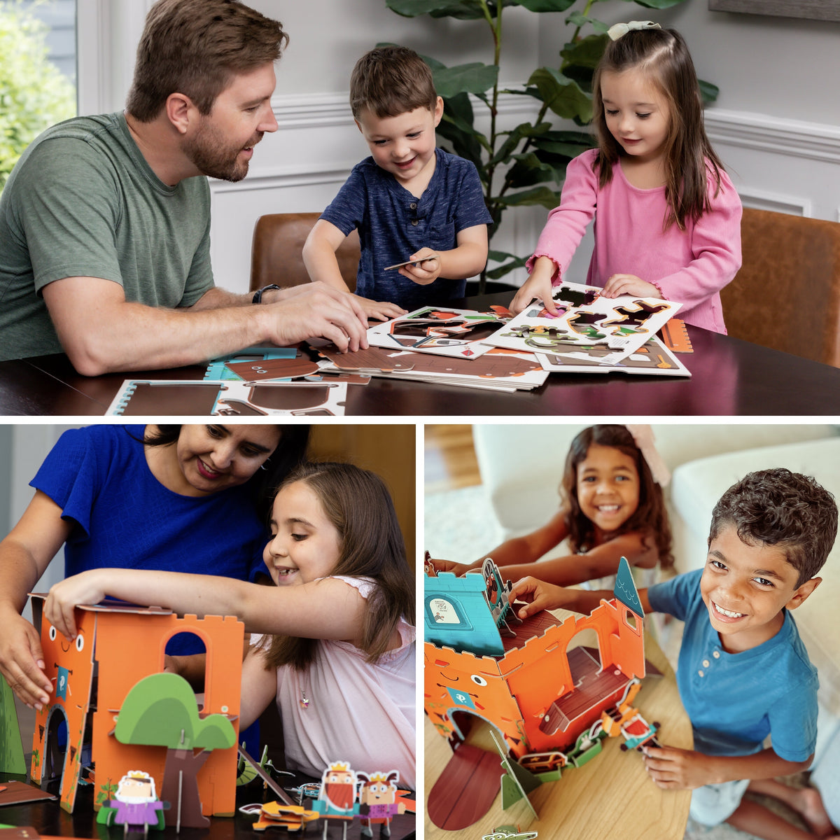 Multilevel Playper castle with working drawbridge