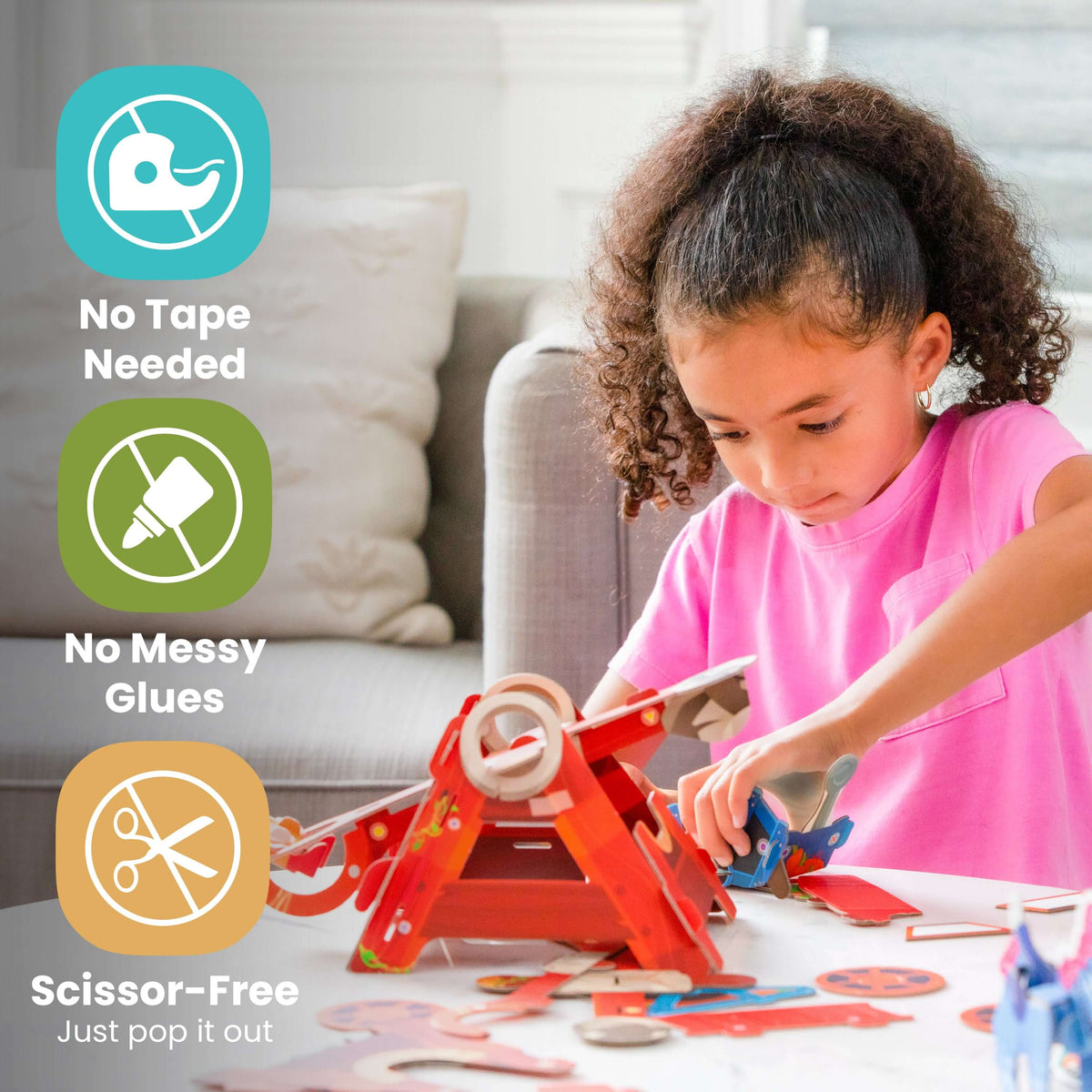 Nine-piece recyclable PlayperBoard catapult play scene