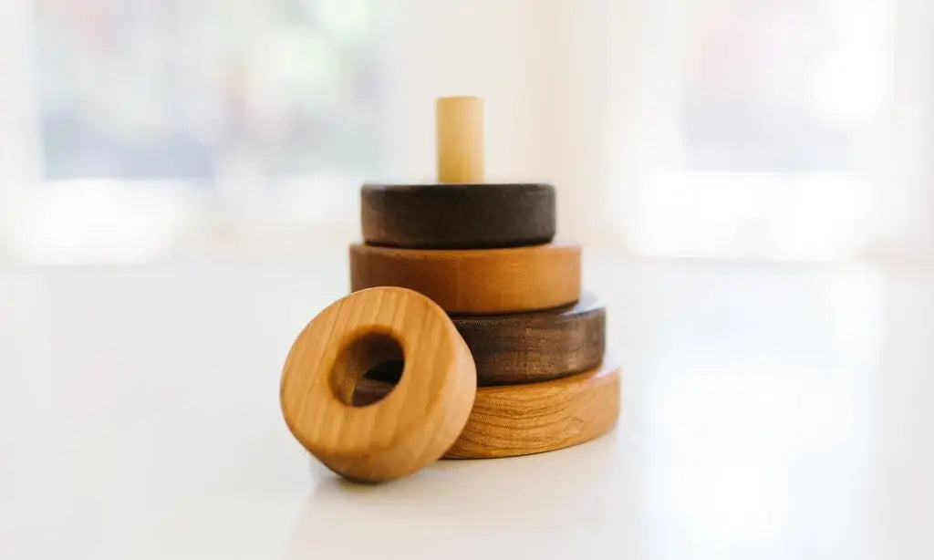Bannor Circle Stacker with a ring removed to reveal the center post