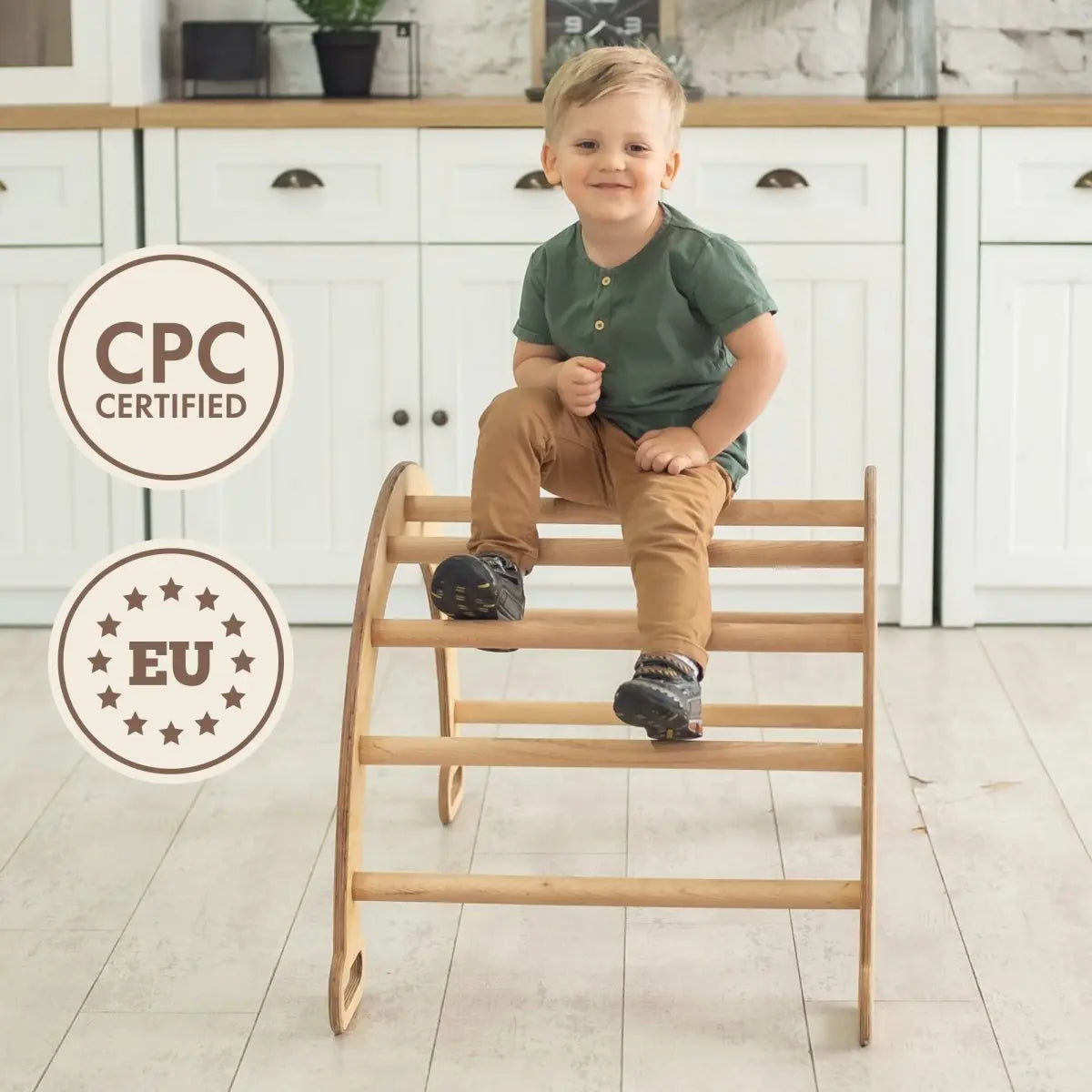 Climbing Arch & Rocker Balance - Montessori Climbers for Kids 1-7 y.o. – Beige - The Baby Penguin