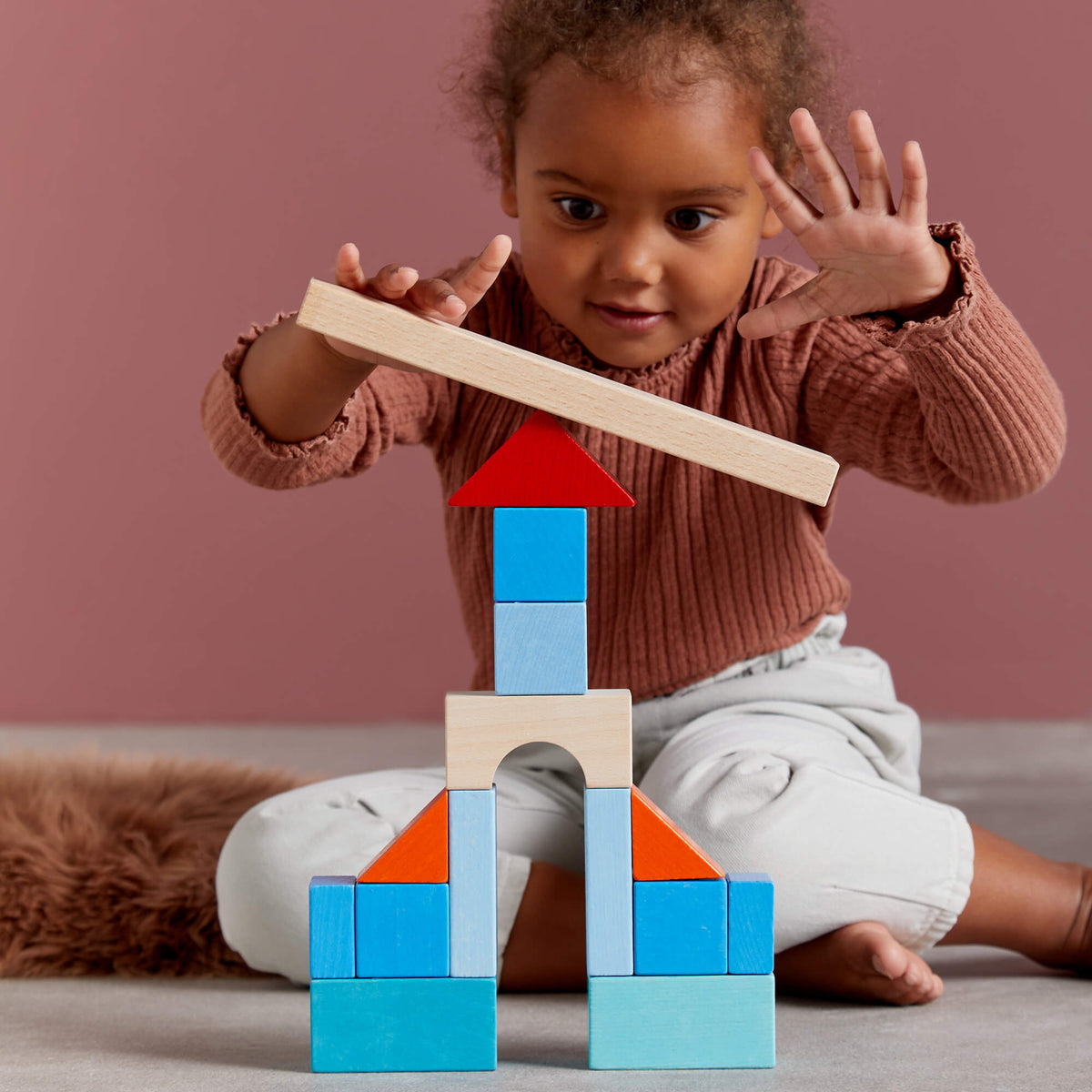 Colored Wooden Building Blocks - 46 Piece Set - The Baby Penguin