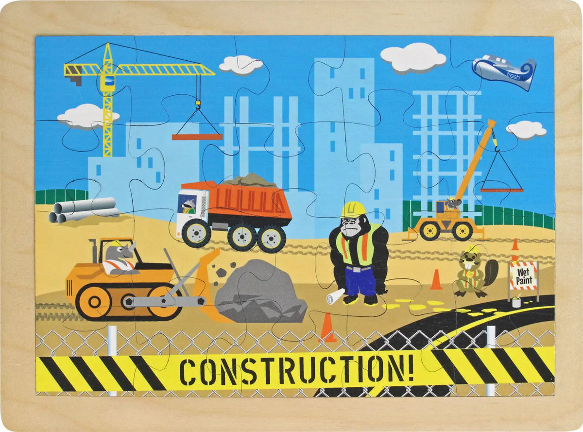 Construction Puzzle | Sustainable Toy | USA Made Maple Landmark