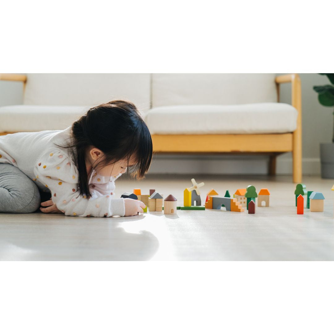 PlanToys Countryside Wooden Building Blocks, 45 Pieces